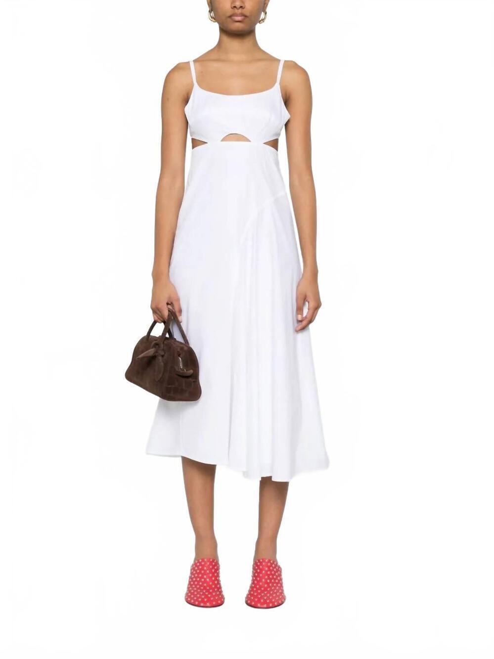 NEW VICTORIA BECKHAM cut-out detail cotton cami midi dress in white